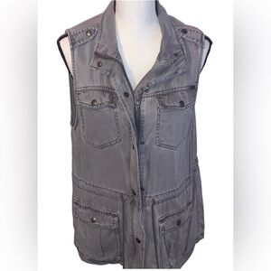 Women's Max Jeans Vest S Zip Snap front Drawstring Waist Soft